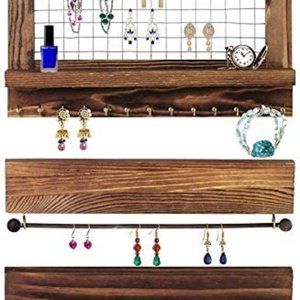 Set of 3 Rustic Hanging Jewelry Organizer